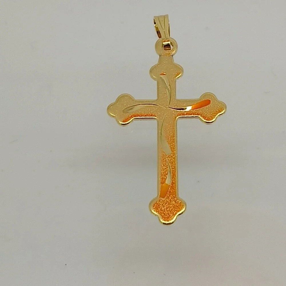 Karatbond Vintage Gold Y2K Diamond Cut Cross Necklace Pendant Made USA NOS New